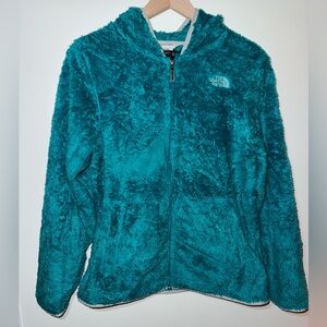 The North Face Osito Hooded Athleisure Jacket Teal Polyester Women’s Size Medium